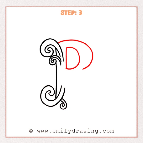 how to draw a fancy letter b - A fancy letter B with a newly added upper-right bowl outline and a smaller inner contour.